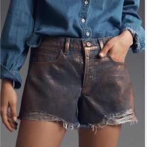 NWT Anthropologie Metallic Bronze Coated Shorts